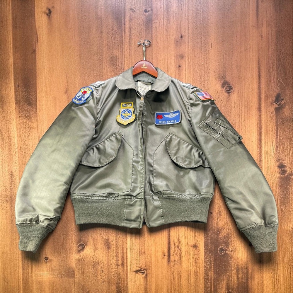 Vintage Alpha Industries CWU-36/P USAF Flyers Jacket Green (M) SAM FOX Patches